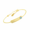 Baby's Name ID with Turquoise Bracelet Bangle Real 14K Yellow Gold - besenn